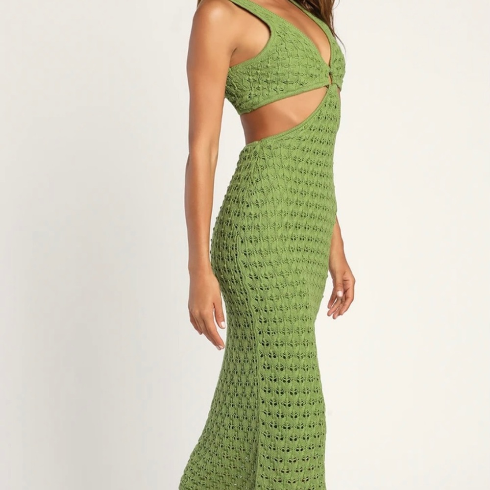 Green Knit Midi Dress